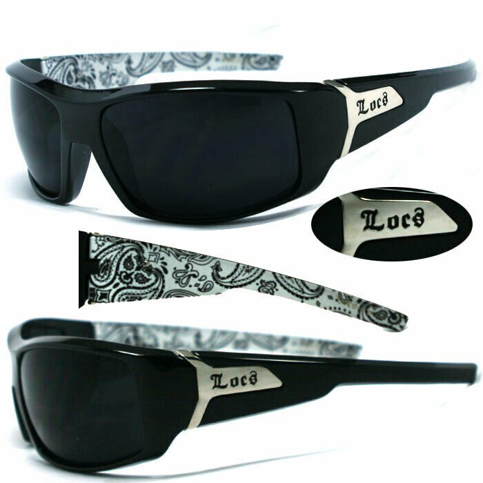 

Locs Mens Gangster Sunglasses w Free Pouch - Black Frame Dark Lens LC76 (W)