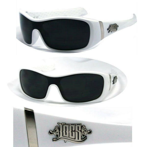 

Locs Mens Sports Biker Shield Designer Sunglasses - White LC68