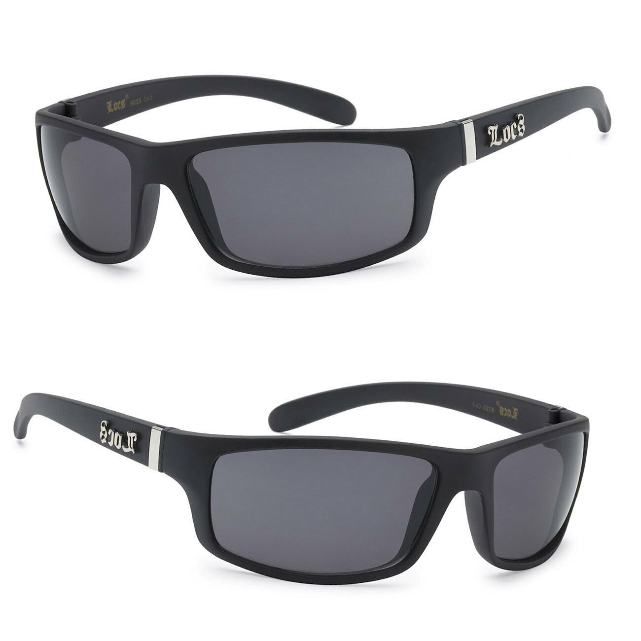 

LOCS Motorcycle Biker Cholo Gangster Sports Mens Sunglasses - Matte Black LC21