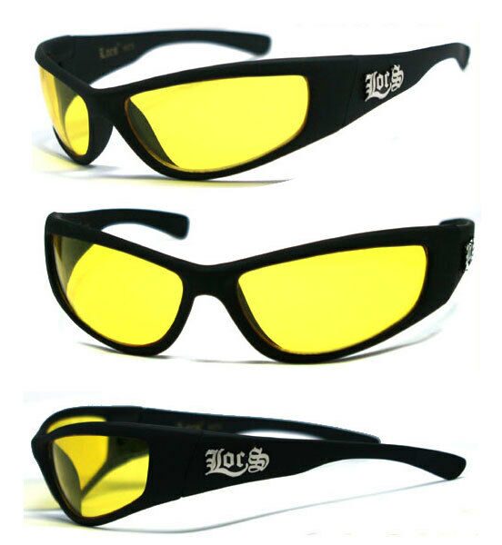 

LOCS Motorcycle Biker Gangsta Mens Wrap Around Designer Sunglasses - Yellow LC53