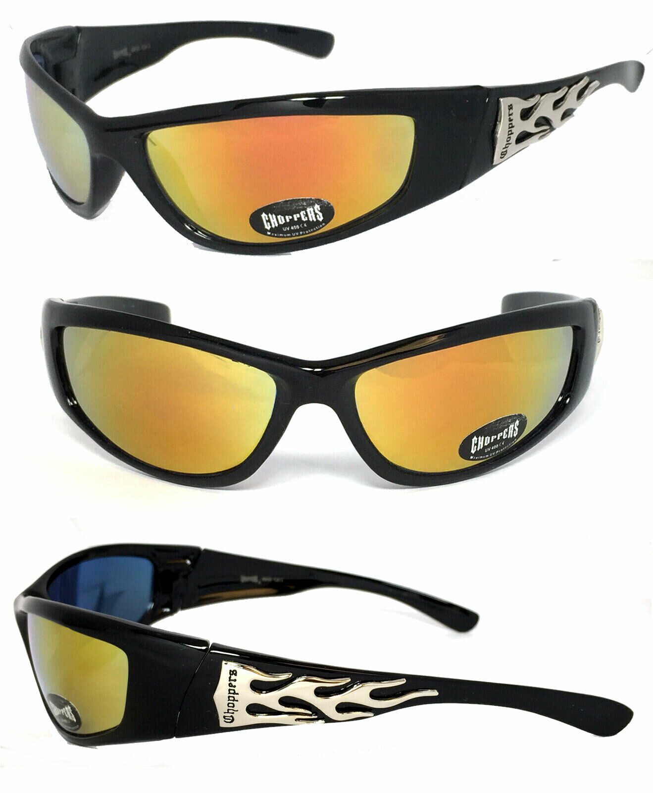 

Mens Choppers Bikers Racing Sports Motocycle Wrap Style Sunglasses - Bk Fire C19