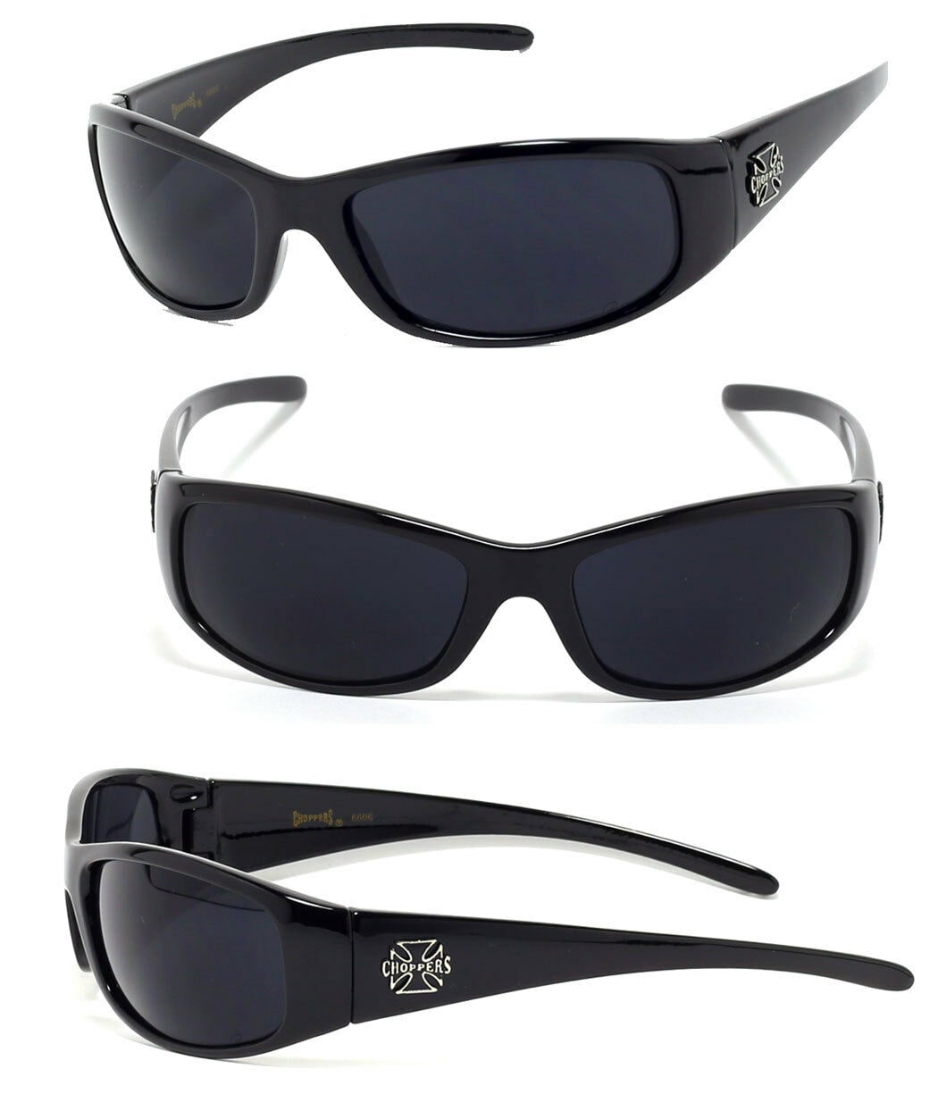 

Mens Choppers Outdoors Bikers Sport Motocycle Wrap Sunglasses - Black C24 Cross