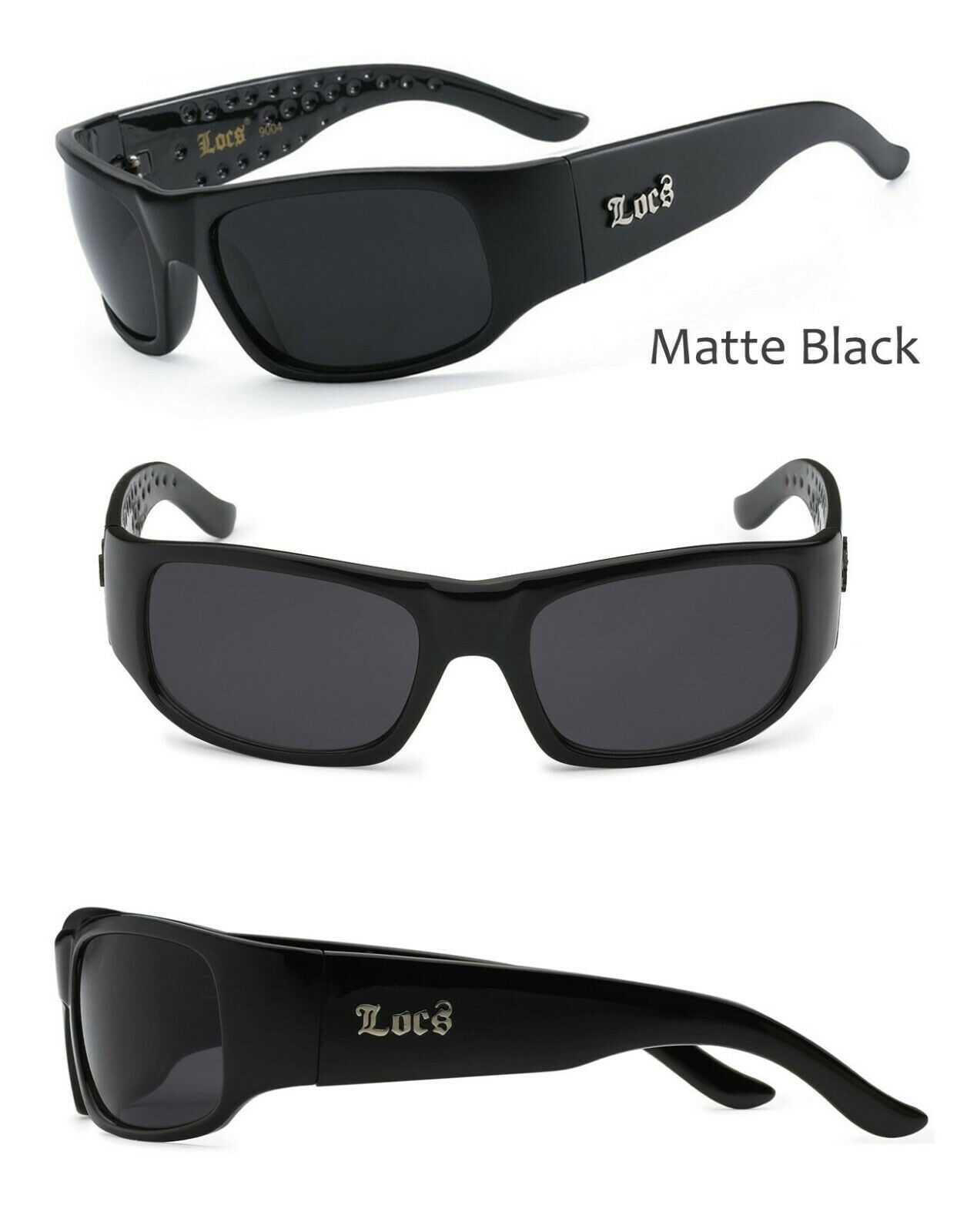 

Mens OG Locs Authentic Wrap Gangster Cholo Sunglasses Matte Black Frame LC10