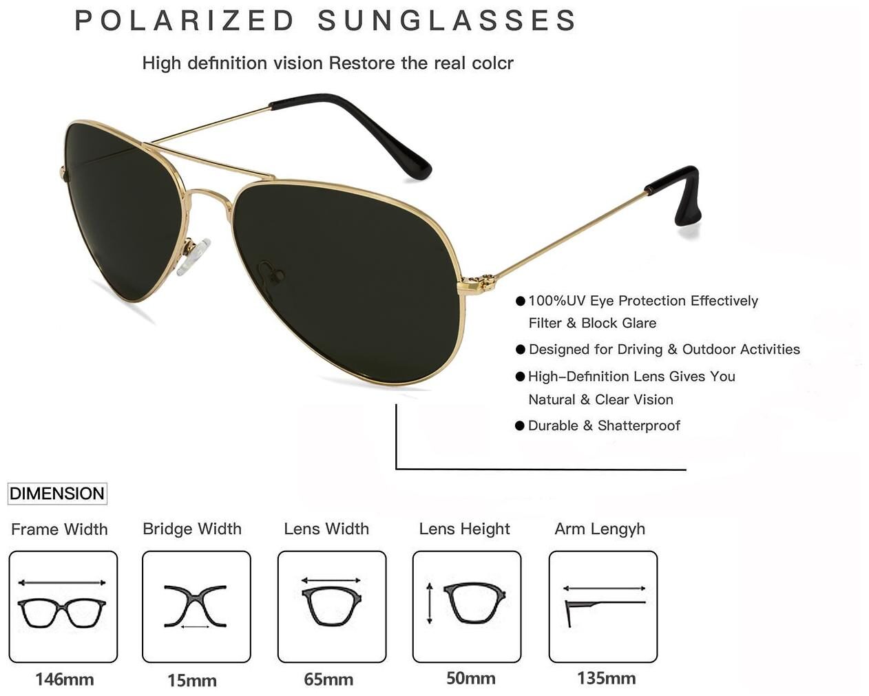

MroView Unisex Aviators Sunglasses