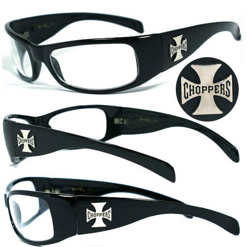 

New Choppers Bikers Mens UV400 Sunglasses Pouch - Clear Lens C11 B
