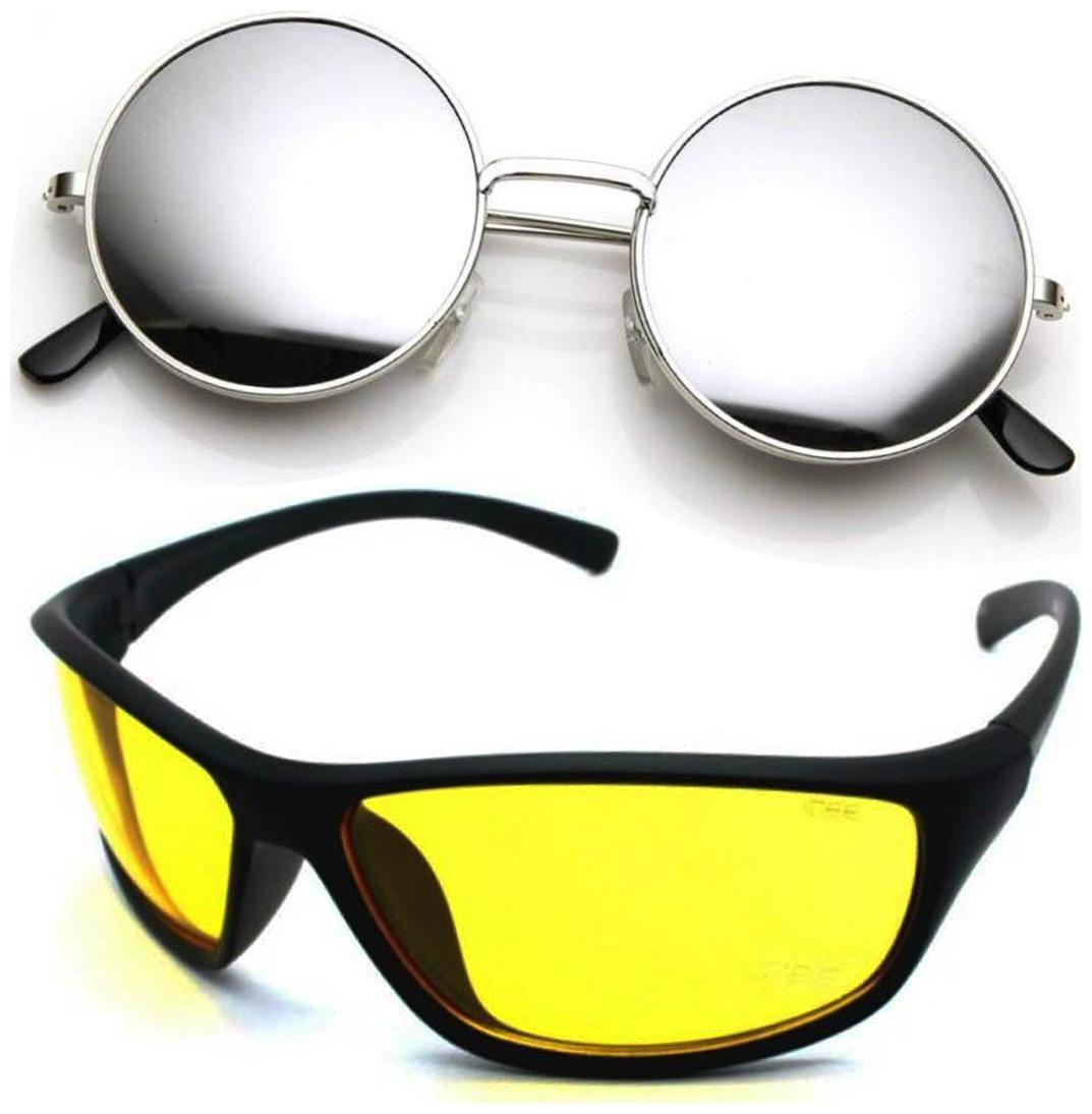 

Vitoria Mirrored lens Anti glare lens Round Frame Sunglasses for Men - 2