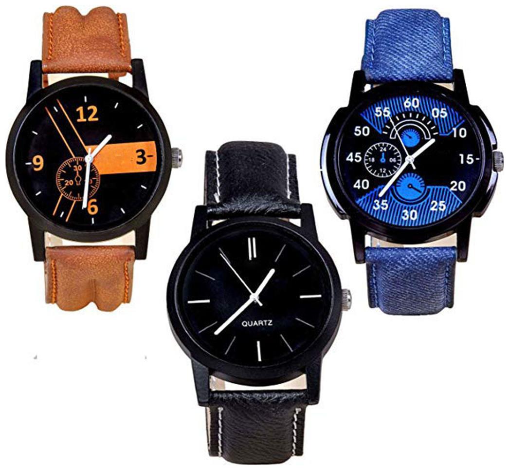 

A Square Created New Multi-Coloured Latest Designer Analog Waches Combo Set For Men Pack Of - 3 LR-COMBO-01-02-05