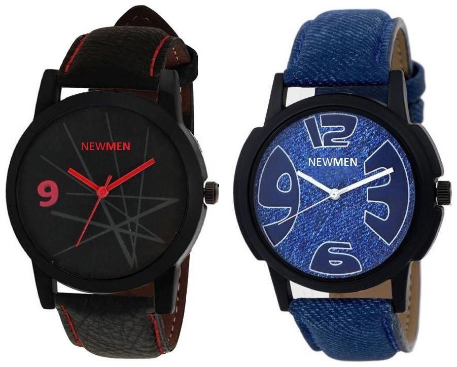 

AJ Stylish black spider and blue dial look for men