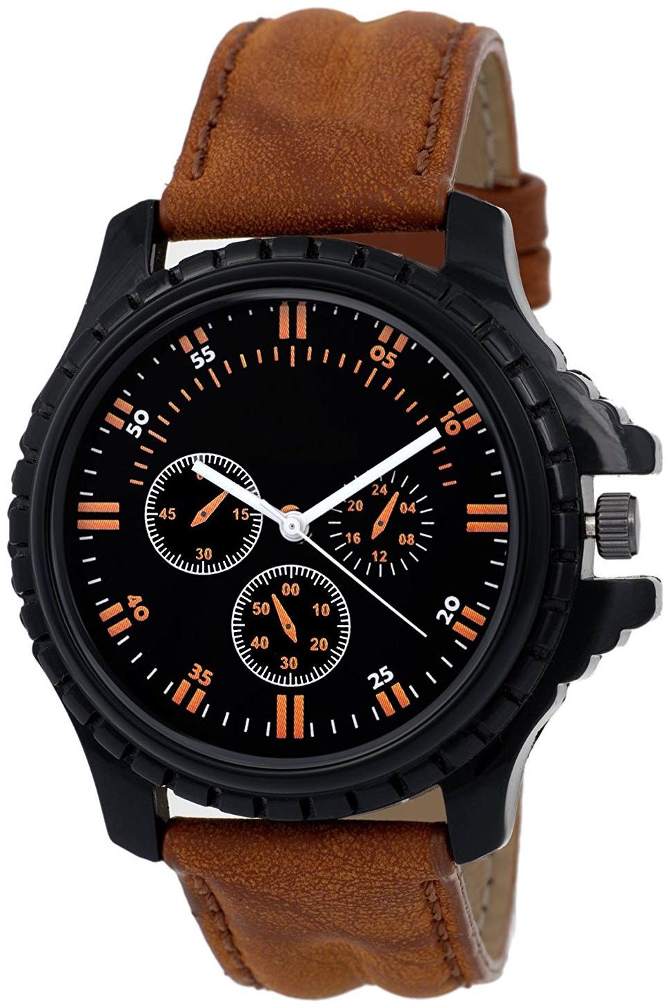 

Ak Men 413 Brown Leather Belt New Arrival Round Dial Analog Quartz Watch For Men