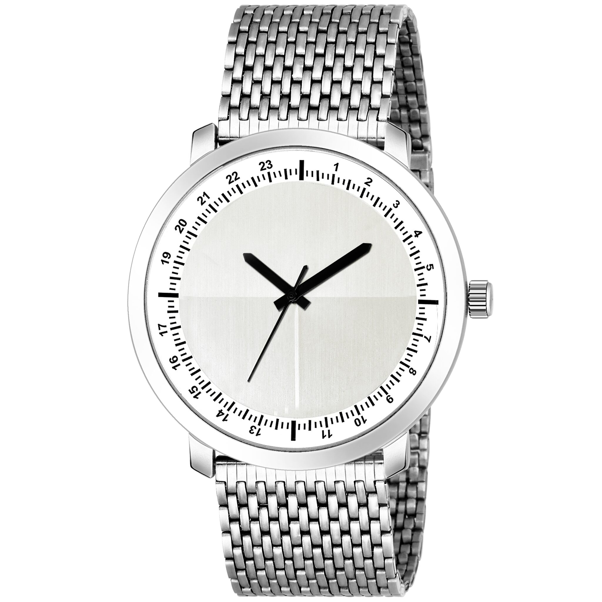 

Amino Men-8119 Silver Black Ring Steel Round Analog Watch