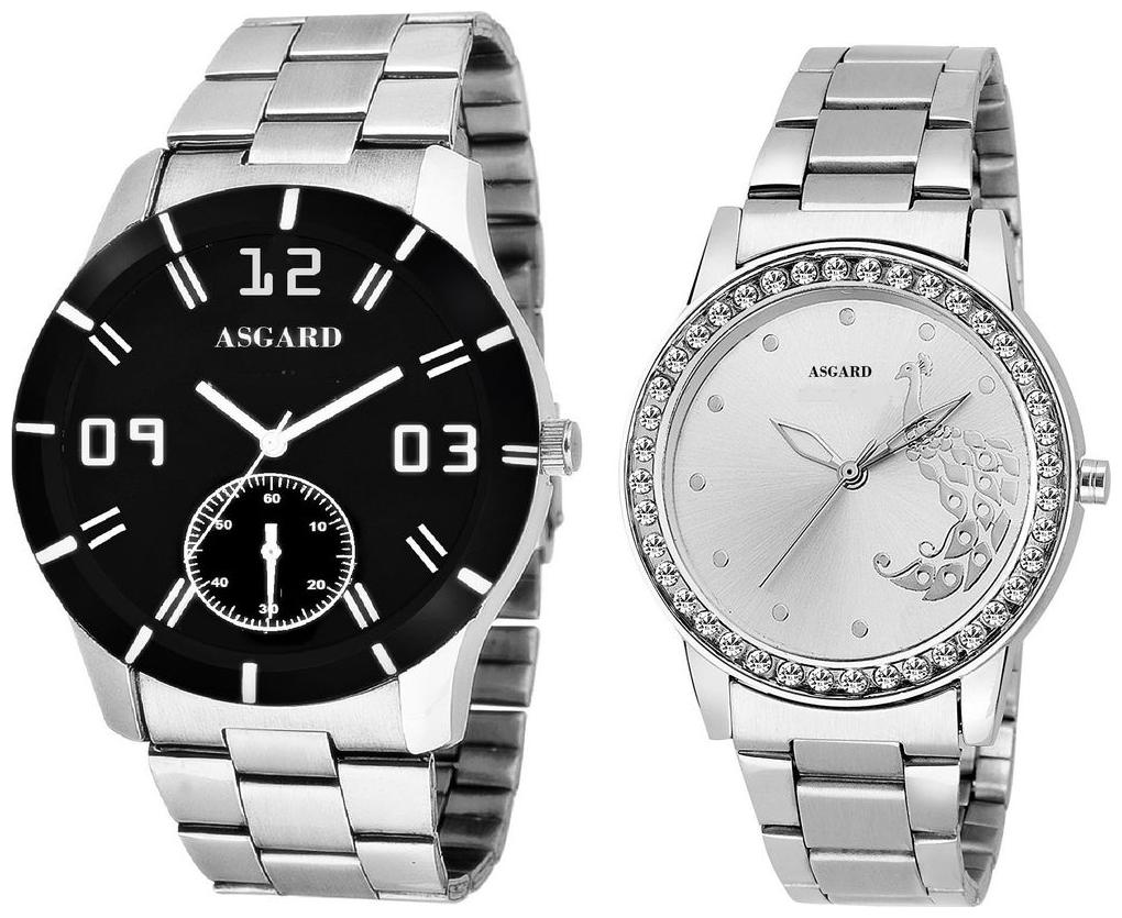 

Asgard Silver Chain Combo of Watches For Mens Womens
