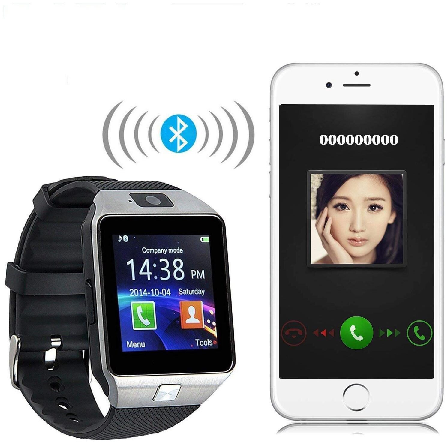 

Atina DZ09 Bluetooth Touch Screen Sport Smart Wrist Watch with Camera Unlocked Pedometer 2G 3G 4G SIM TF Card Slot