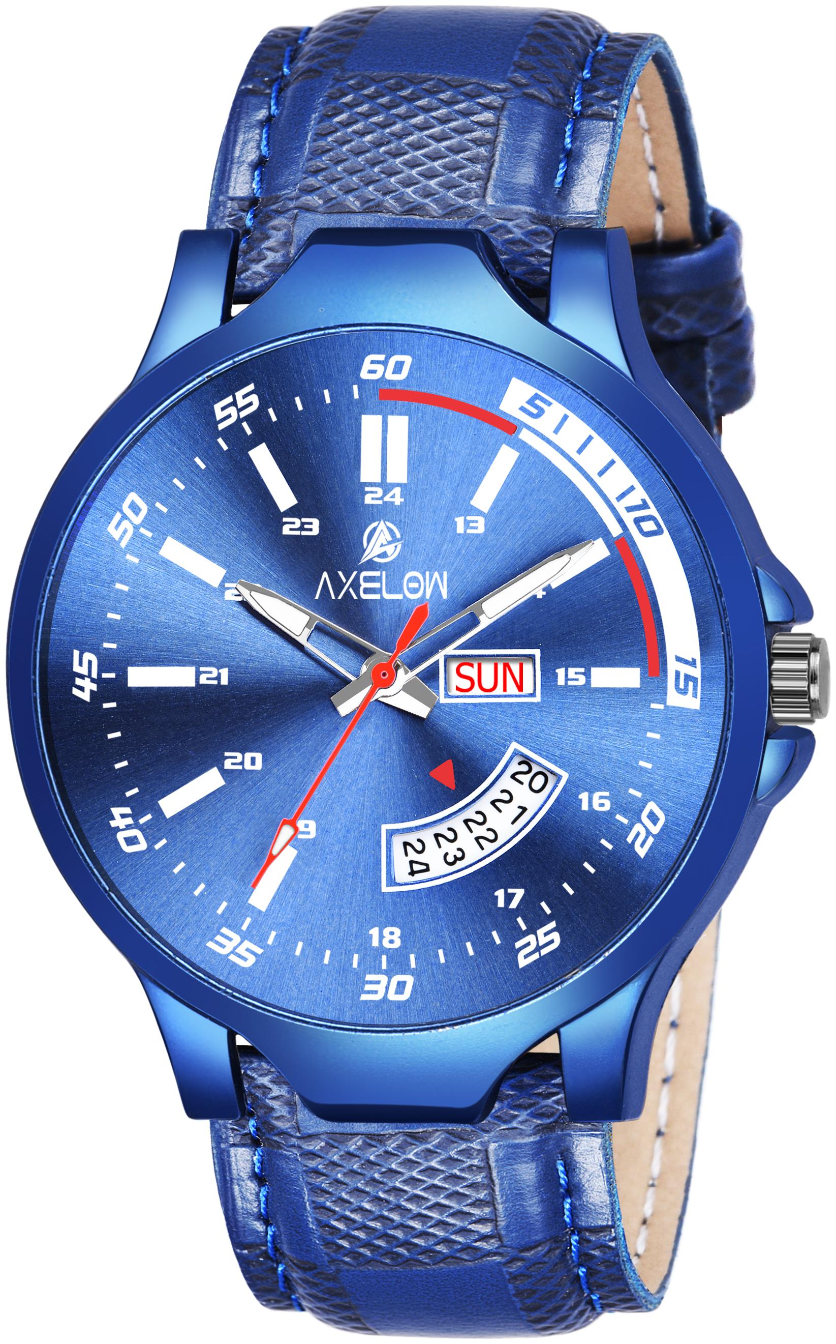 

AX-G114-BLBL Blue Dial Day Date Functioning Blue Strap Water Resistance Analog Watch For Men Boy