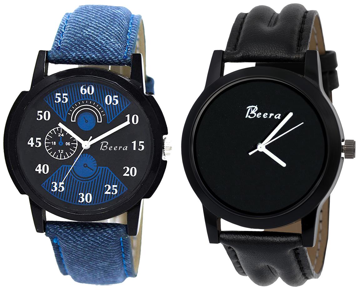 

Beera Analog Blue Black Dial Quartz Movement Watch For Men Pack Of 2