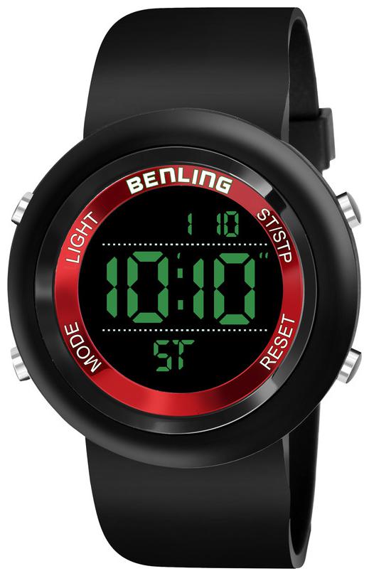 

Benling Black Digital Watch with Red Colour Ring for Men
