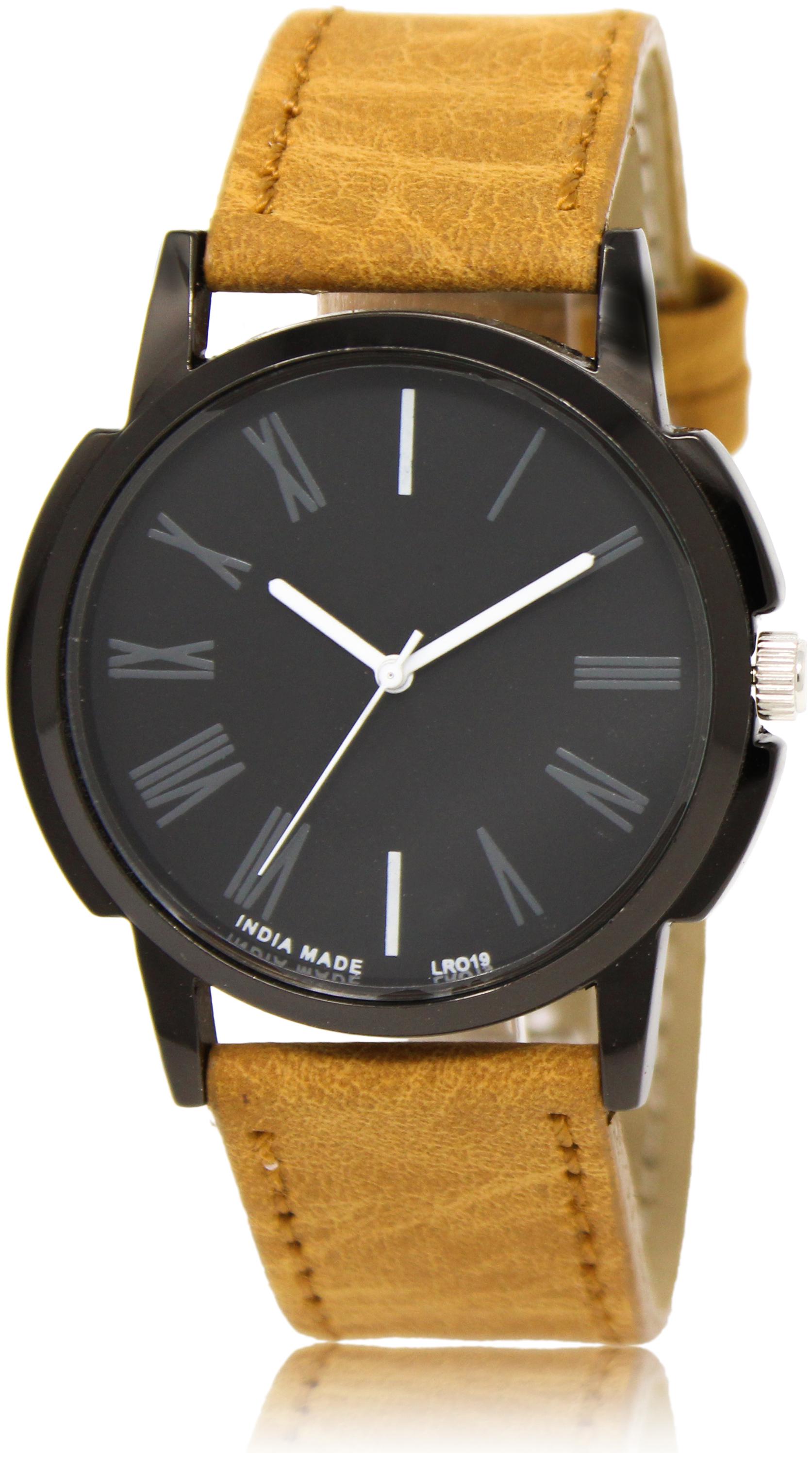 

BLACK COLOR ANALOGUE DIAL WITH BROWN COLOR MOST ATTRACTIVE FAST SELLING TRACK DESIGNER FOR WEDDING BIRTHDAY VALENTINE GIFT SPECIAL WRIST WATCH FOR BOYS MANS