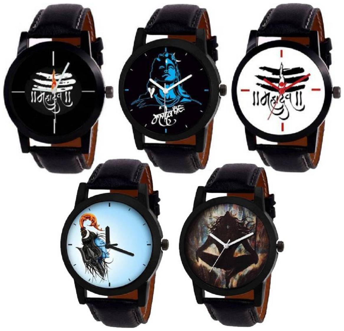 

Bolun Designer God s Lover Leather Belt Pack of 5 Men Watch - For Boys