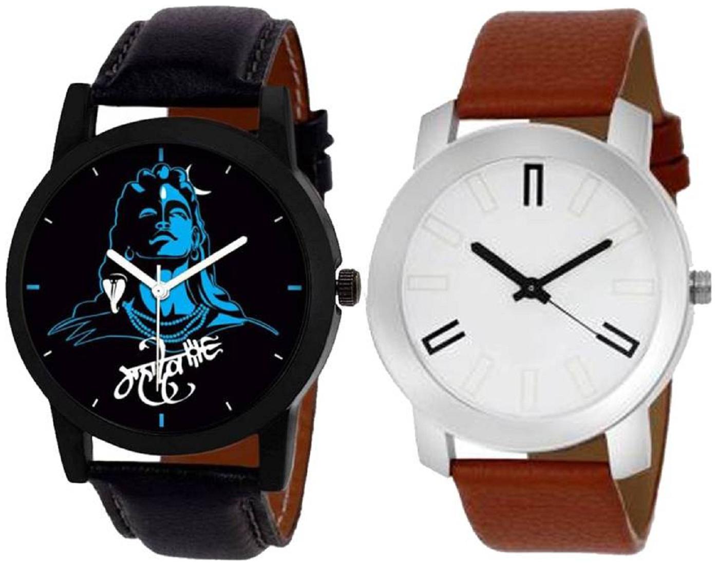 

Bolun New Stylish Designer Leather Belt Watch For Boys Girls OD-N21 Watch pack of 2