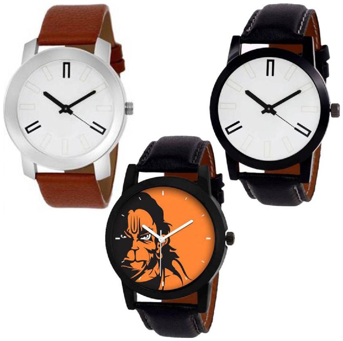 

Bolun New Stylish Designer Leather Belt Watch For Boys Girls OD-N41 Watch pack of 3