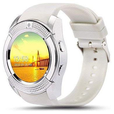 

BTK Trade V-8 Smart Watch Accessories With Camera Touch Screen Sim Card Sd Card Support For Smartphones (White)
