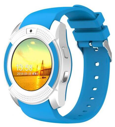 

BTK Trade V8 Smart Watch Accessories with Camera Touch Screen Sim Card SD Card Support for Smartphones (Blue)