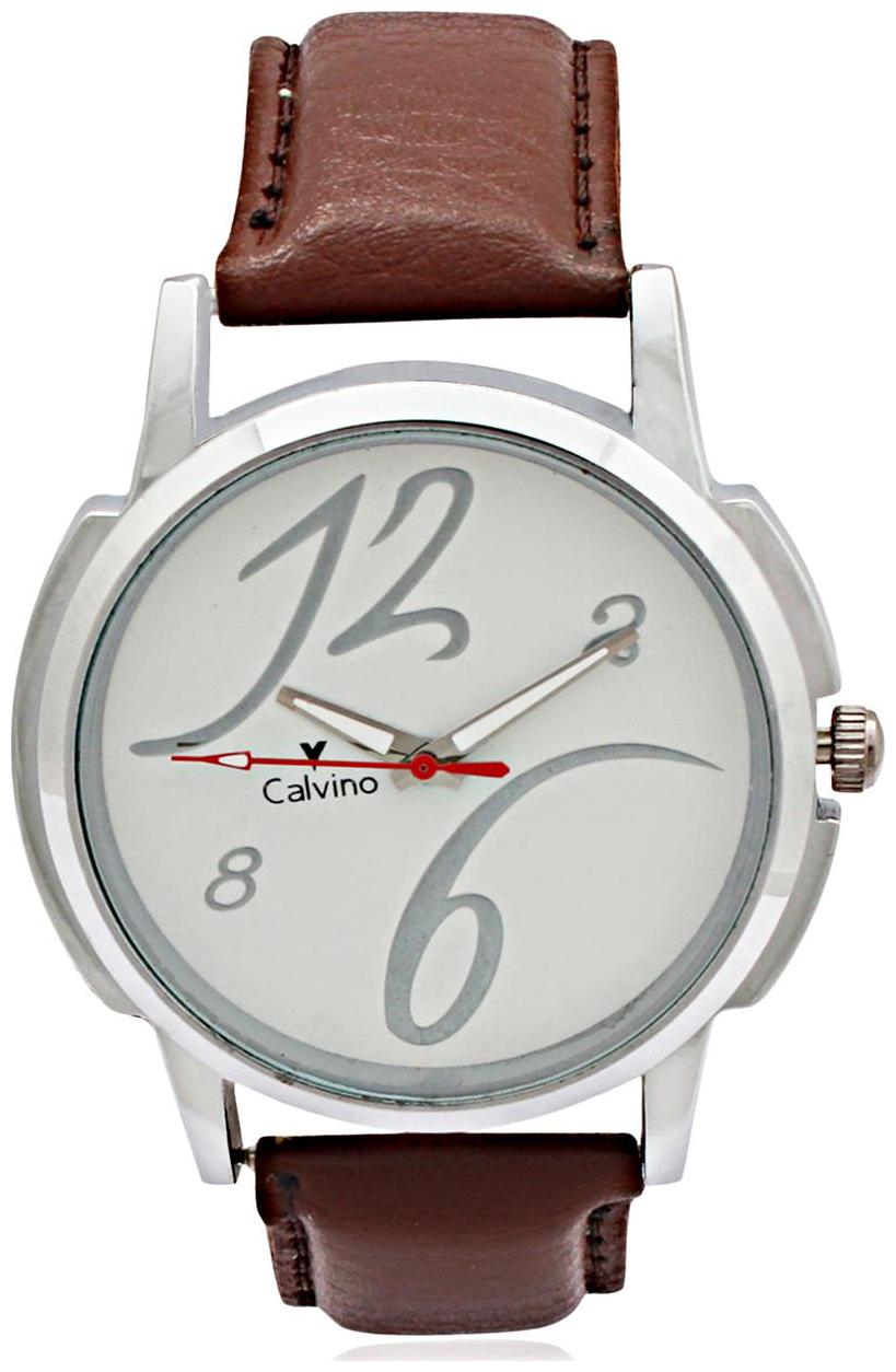 

Calvino Men s White Dial Watch CGAS-1412118-126 Brwn Wht