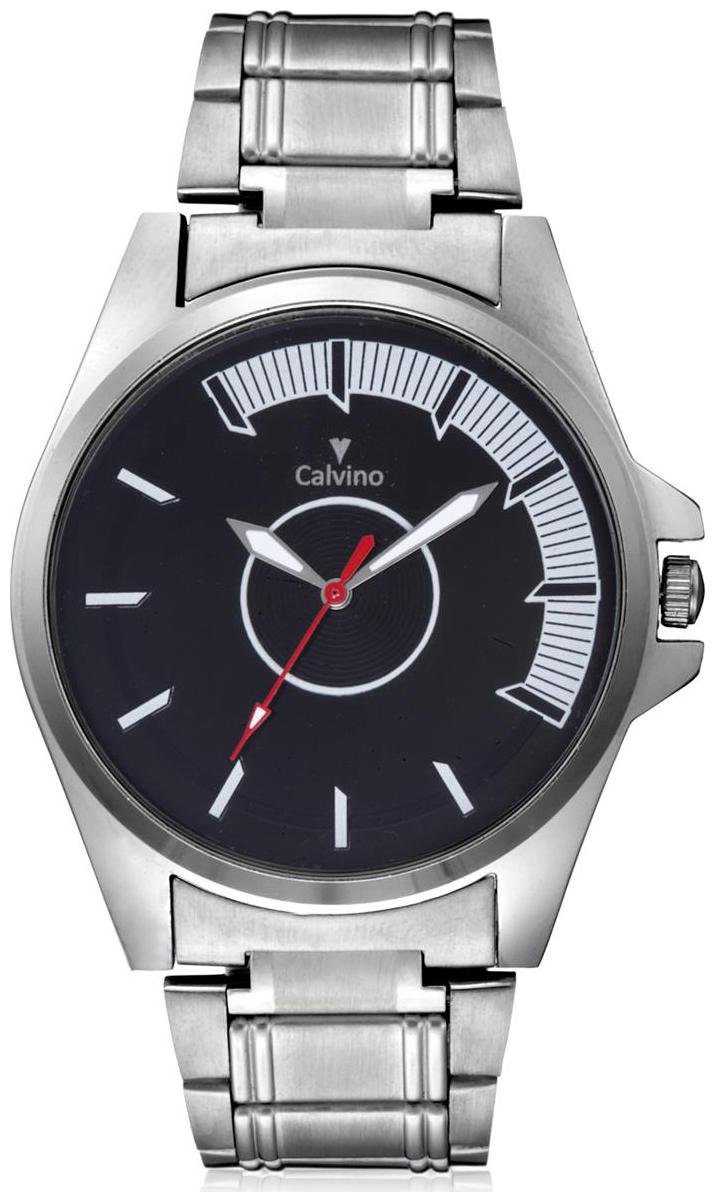

Calvino Men s Black Watch CGAC-142012-A SIL-WHT