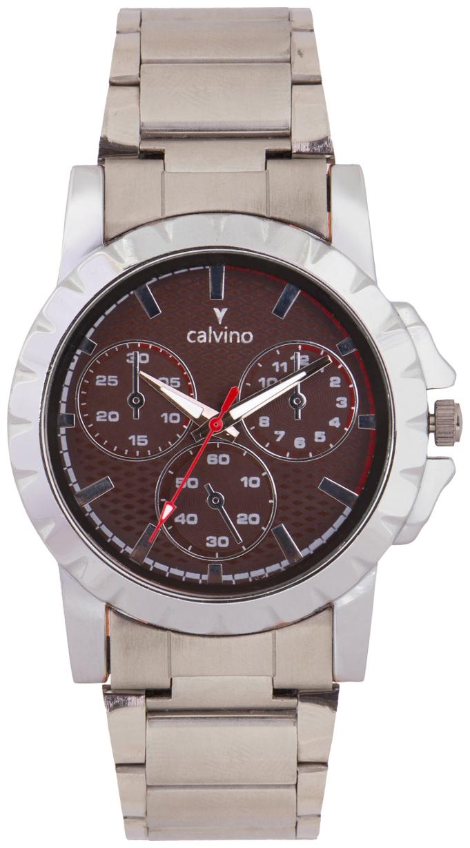 

Calvino Men s Brown Dial Watch CGAC 142011 SilverBrown