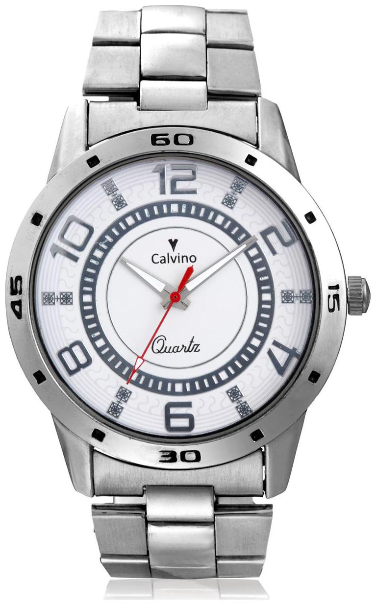 

Calvino Men s White Dial Watch CGAC-141127 SIL-WHT