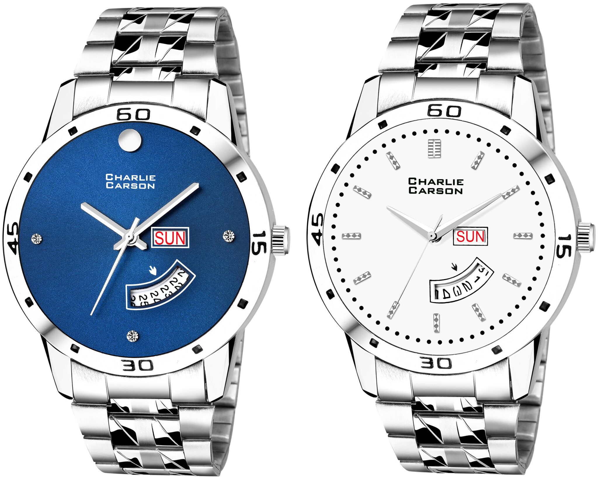 

Charlie Carson day date combo set of 2 Stainless Steel watch for men-CC325MMC