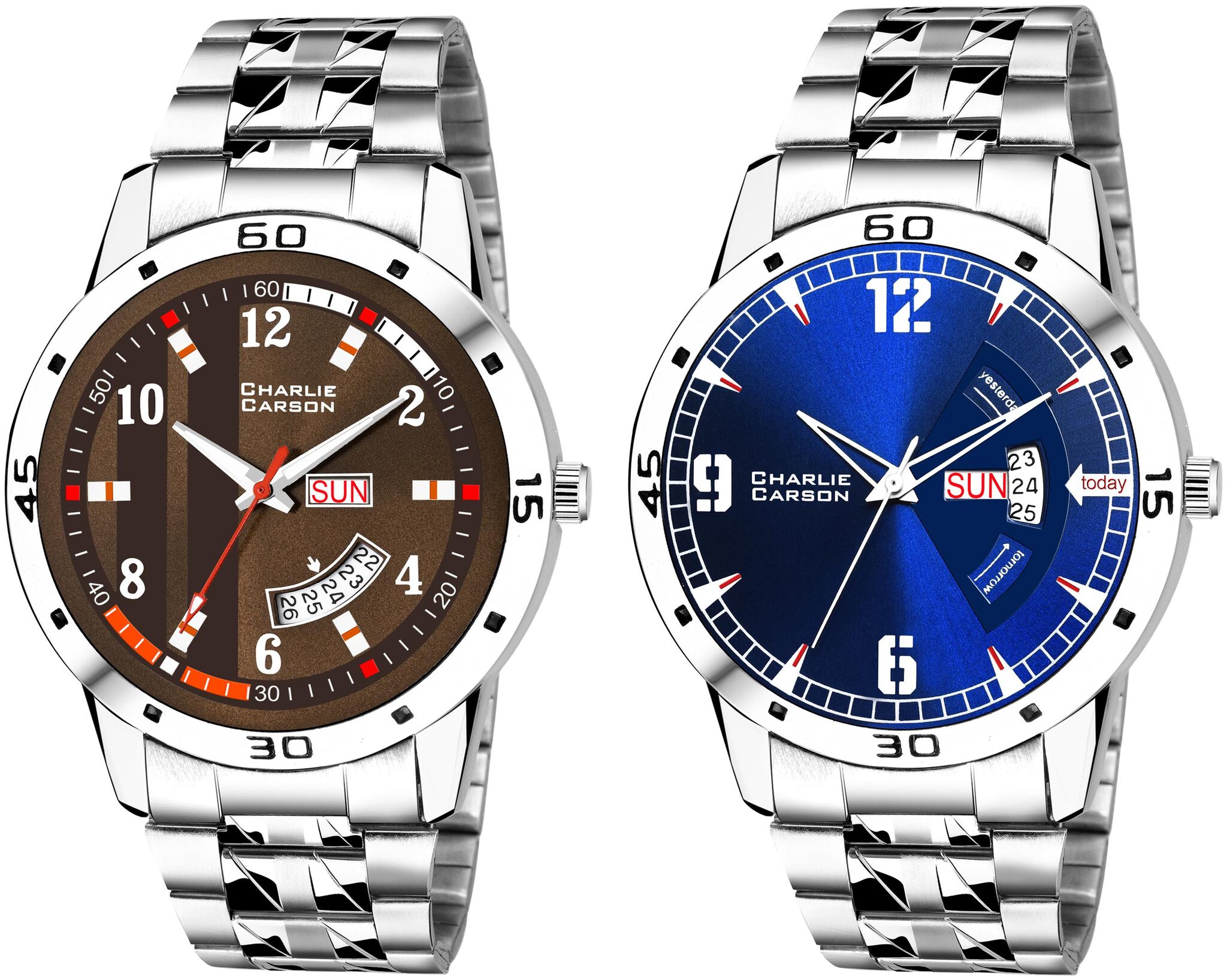 

Charlie Carson day date combo set of 2 Stainless Steel watch for men-CC338MMC