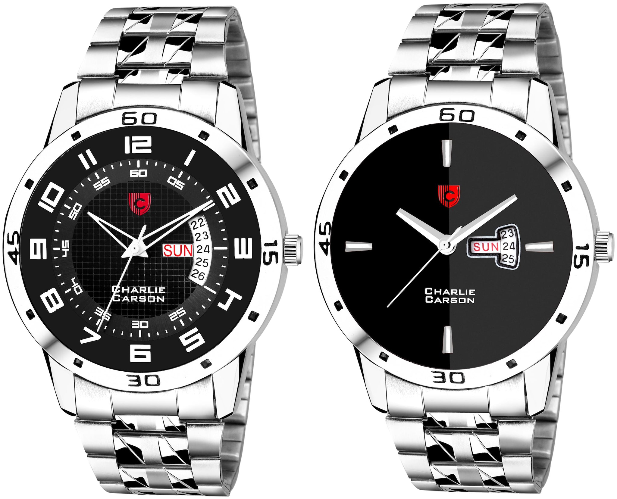

Charlie Carson day date combo set of 2 Stainless Steel watch for men-CC352MMC