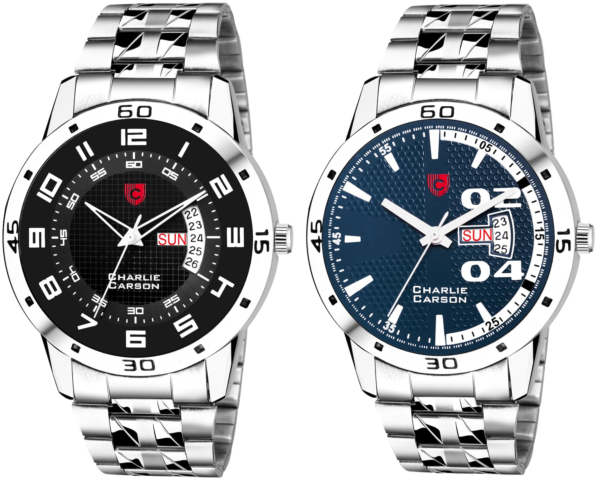 

Charlie Carson day date combo set of 2 Stainless Steel watch for men-CC366MMC