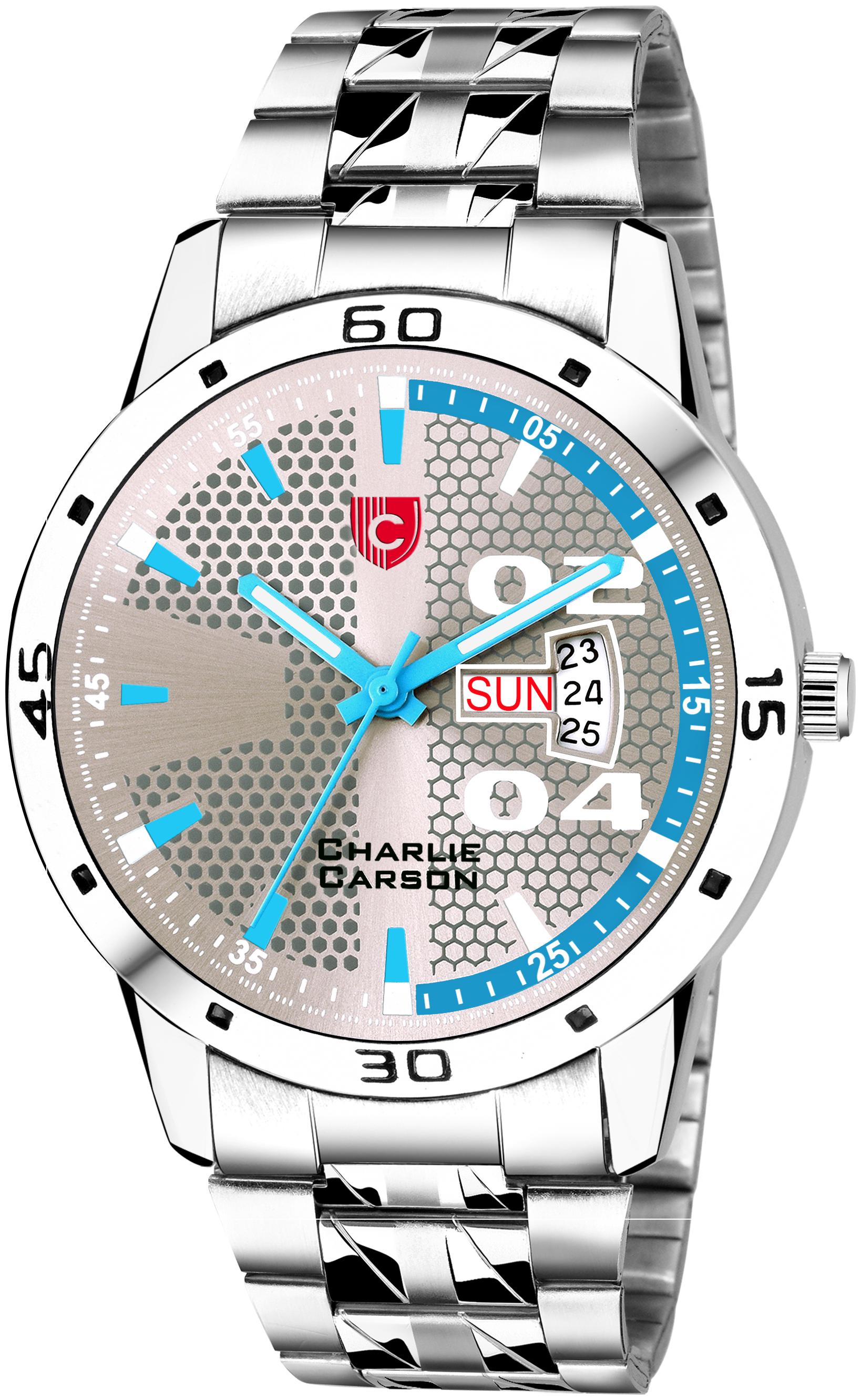 

Charlie Carson silver day date Functional Watch for men-CC259M