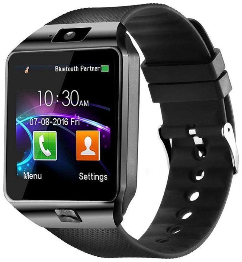 

TSV DZ09 Touch Screen Bluetooth SmartWatch with Sim Card Slot Calling Functions and Remote Camera Magnetic Headset with Mic for Womans and Unisex (Black)