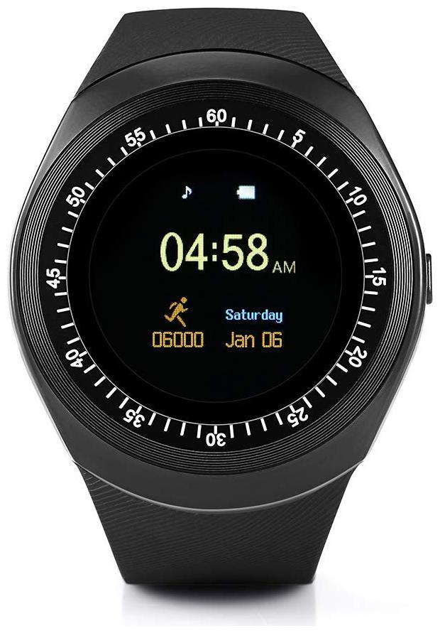 

Y1 Round Bluetooth Smart Watch with SIM Card TF Card Slot Sync Calls Messages and Notifications for Android Smart Phone(Black)
