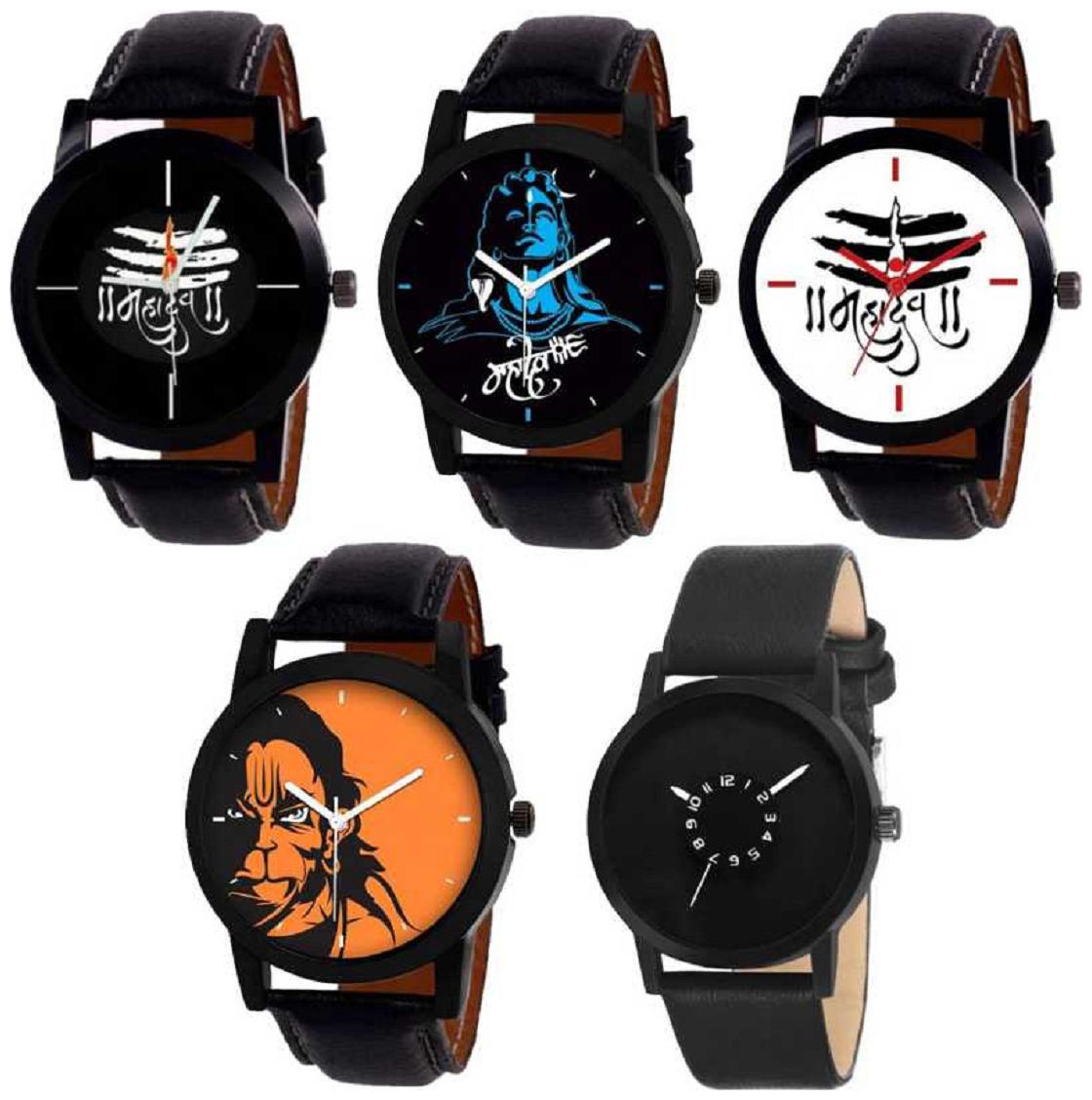

Combo Pack 5 Best Stylish Designer Leather Belt Watch For Boys Girls ZB-N50 Watch