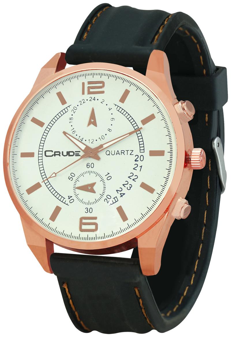 

Crude Smart Analog white dial Watch-rg403 With PU Strap - For Men s Boys