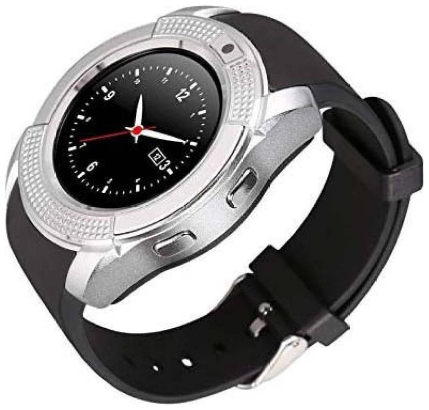 

Crystal Digital V8 Bluetooth Smartwatch With Camera Sim Card SD Card Support for All Devices (Silver)