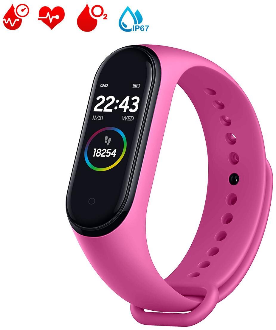 

Crystal Digital Fitness Band M4 Smart Wristband FitnessTracker HeartRate Monitor Instant Message Incoming CallAlert Waterproof 5ATM OLED