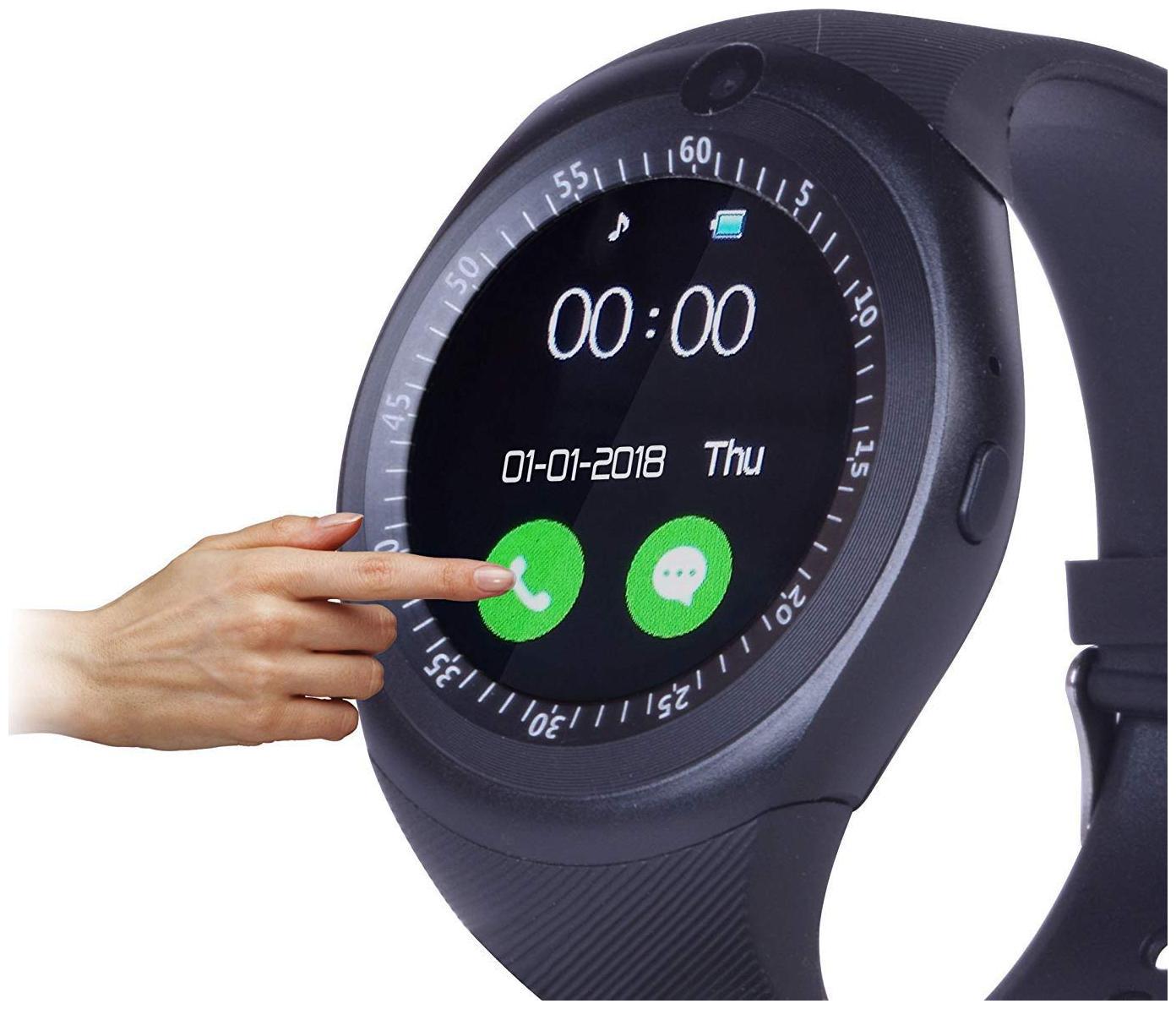 

Crystal Digital Y1s Bluetooth Smart Watch Touch Screen with Camera Call Funtion and Multimedia Funtions (Black)