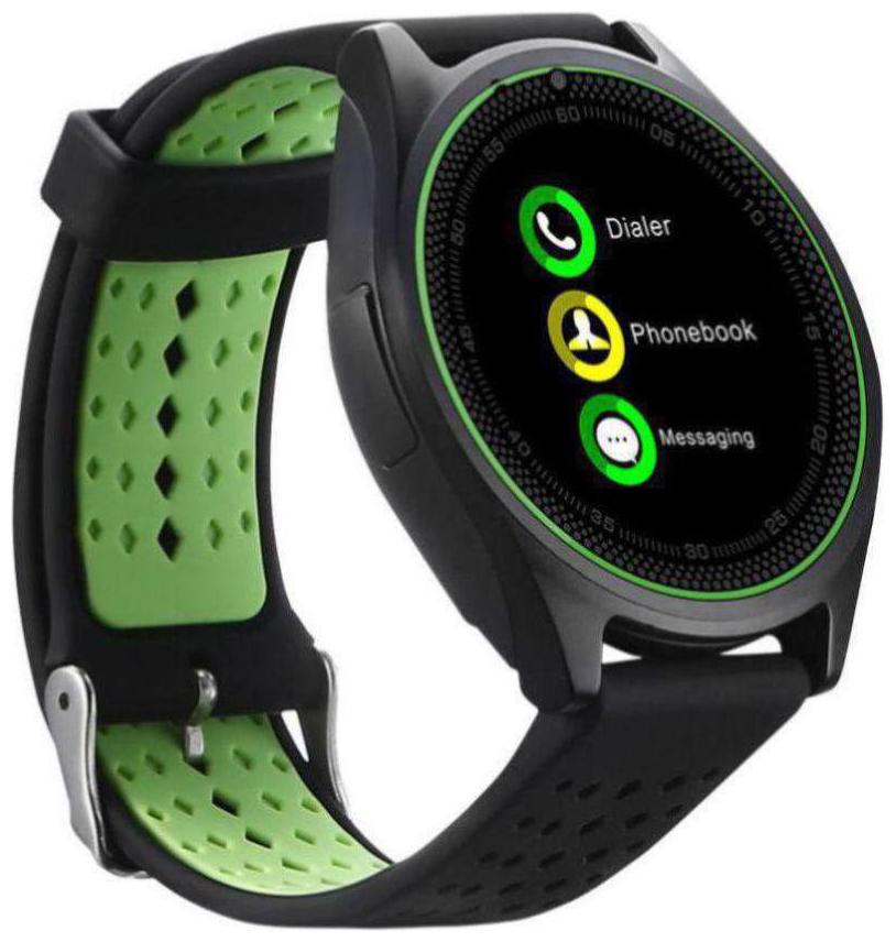 

Crystal Digital V9 Watch Bluetooth Camera And Sim Card Supported Watch Compatible with Samsung Oppo Vivo Motorola Apple smartphones (Green)