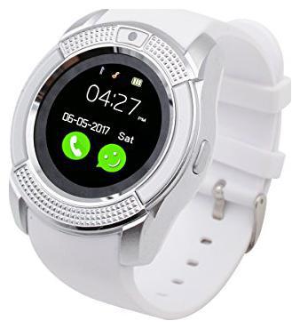 

Crystal Digital V8 Silver Bluetooth Camera And Sim Card Supported Watch Compatible with Samsung Galaxy Note 9 (White)