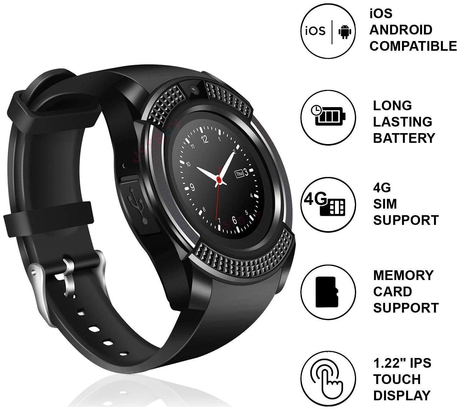 

Crystal Digital V8 Sweatproof Bluetooth Smart Watch with Pedometer Sleep Monitoring Wristband HD Camera Fitness Band