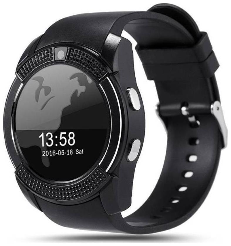 

CRYSTAL DIGITAL V8 Bluetooth Smart Watch Wrist Watch Phone with SIM TF Card Support (Black)