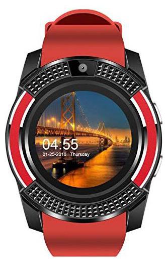 

CHG Smart Watch V8 Bluetooth Smartwatch Compatible with All Mobile Phones for Boys and Girls Red