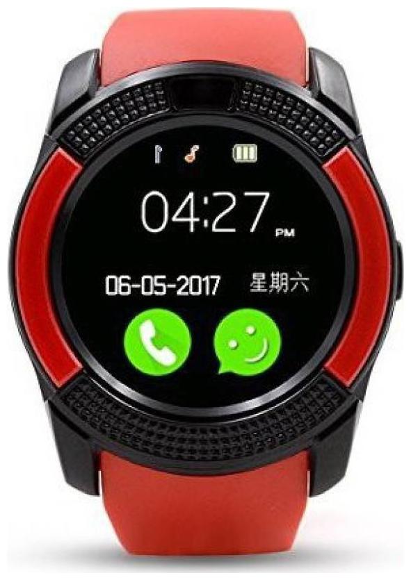 

TSV Stylish V8 Silver Bluetooth Camera And Sim Card Supported Watch Compatible With Samsung Galaxy J5 (Red)