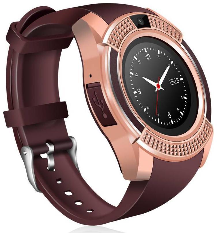 

TSV V8 Bluetooth Smart Watch Phone With Camera And Sim Card Compatible with Samsung Galaxy S7 Edge (Gold)