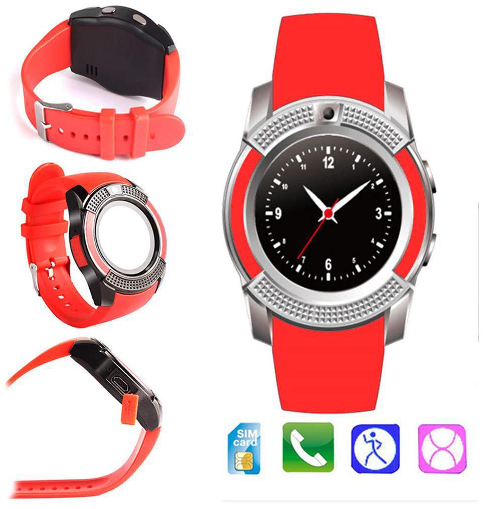 

TSV Smart Watch V8 Bluetooth Smartwatch Compatible with All Mobile Phones for Boys and Girls Red