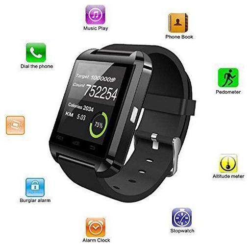 

TSV U8 Bluetooth Smart Watch with Bulit-in Mic Sd Slot Camera Mic for All Smartphones (Black)